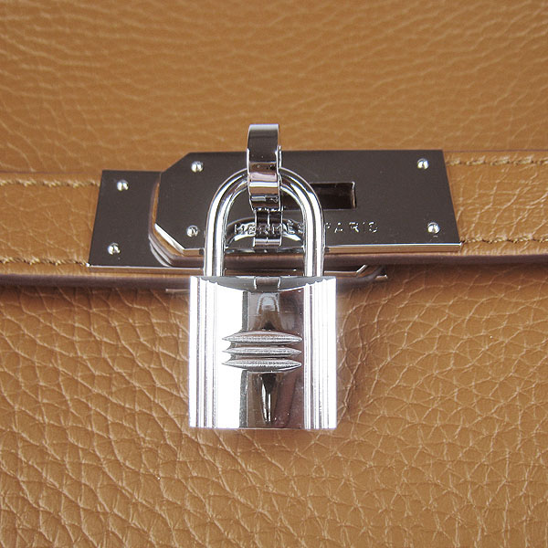 Replica Hermes Jypsiere Fjord Leather Messenger Bag Light Coffee H6508 - 1:1 Copy